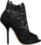 Dolce & Gabbana Zwarte Kant Stretch Laarzen Leren Zool Black Dames - Thumbnail 1