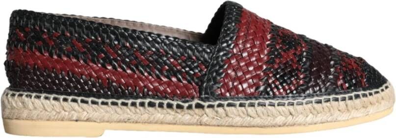 Dolce & Gabbana Zwarte kastanjebruin geweven leren espadrilles Black Heren