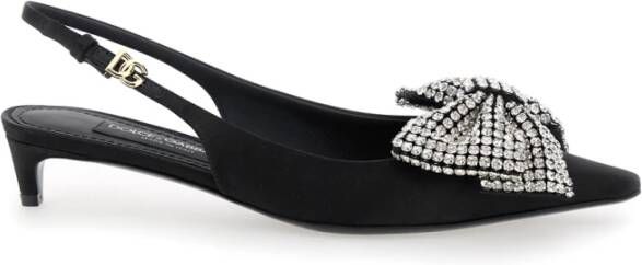 Dolce & Gabbana Zwarte Kittenhak met Svarovsky Strik Black Dames