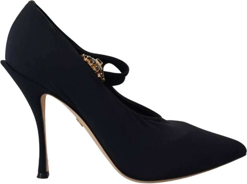 Dolce & Gabbana Zwarte Kristal Mary Jane Sok Pumps Black Dames