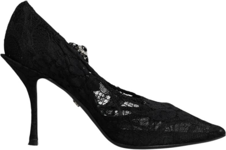 Dolce & Gabbana Zwarte Kristal Mary Jane Stiletto Pumps Black Dames