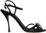 Dolce & Gabbana Zwarte Kristal Strik Hoge Hak Sandalen Black Dames - Thumbnail 1