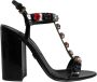 Dolce & Gabbana Zwarte Kristal T-Strap Sandaal Hakken Black Dames - Thumbnail 1