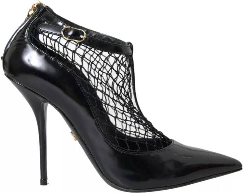 Dolce & Gabbana Zwarte Lakleren Mesh Hakken Pumps Black Dames