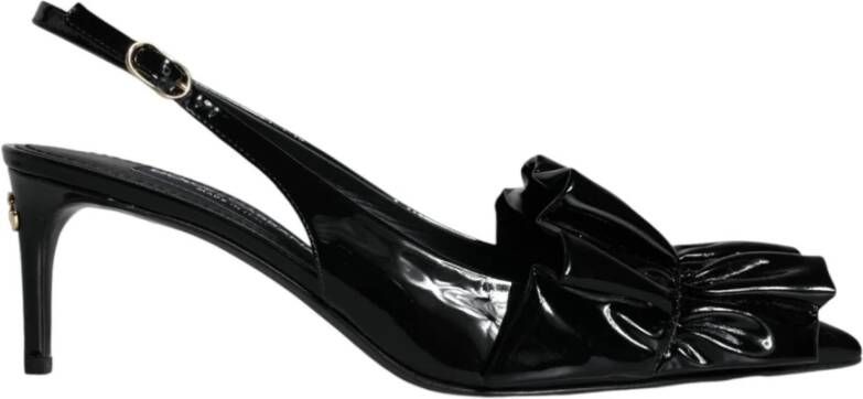 Dolce & Gabbana Zwarte Lakleren Slingback Hakken Black Dames