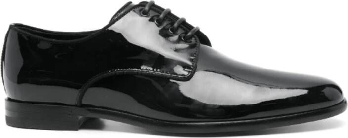 Dolce & Gabbana Zwarte Lakleren Veterschoenen Loafers Black Heren