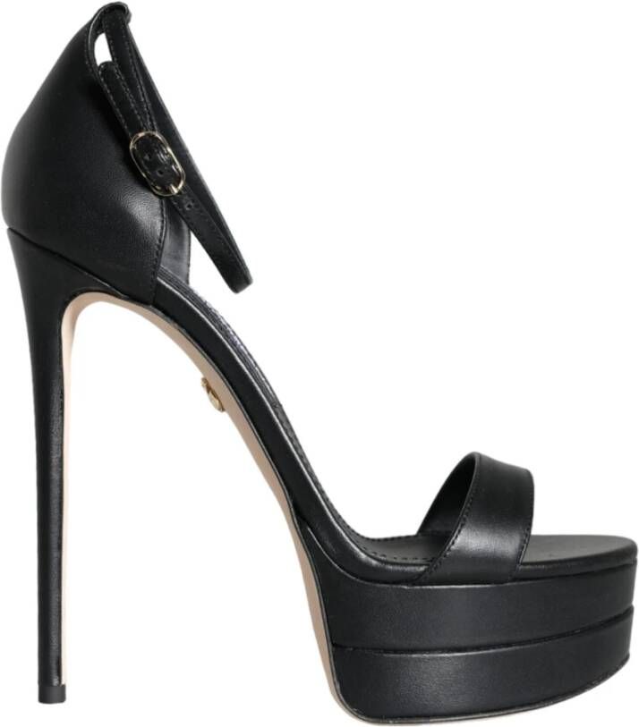 Dolce & Gabbana Zwarte leren band sandalen Black Dames