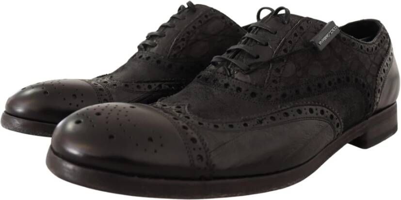 Dolce & Gabbana Zwarte Leren Brogue Wingtip Herenschoenen Black Heren