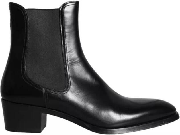 Dolce & Gabbana Zwarte Leren Chelsea Laarzen Heren Schoenen Black Heren