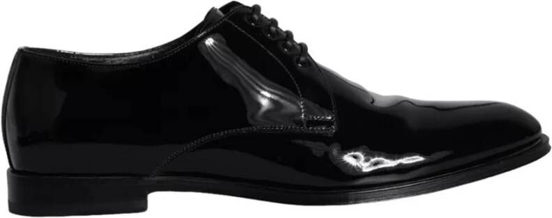 Dolce & Gabbana Zwarte Patent Leren Derby Schoenen Black Heren