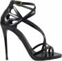 Dolce & Gabbana Zwarte Leren Enkelband Hakken Sandalen Black Dames - Thumbnail 5