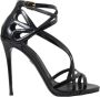 Dolce & Gabbana Zwarte Leren Enkelband Hakken Sandalen Black Dames - Thumbnail 1