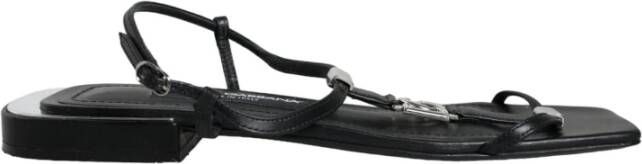 Dolce & Gabbana Zwarte leren enkelband sandalen Black Dames