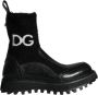 Dolce & Gabbana Horse calfskin ankle boots with branded sock Zwart Heren - Thumbnail 7