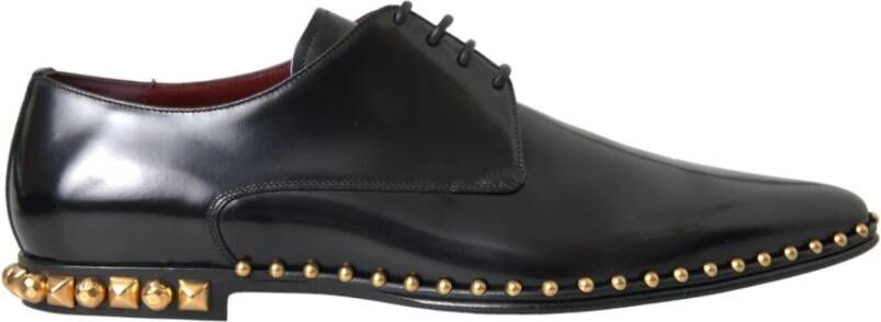 Dolce & Gabbana Zwarte leren gouden studs Derby schoenen Black Heren