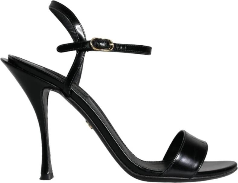 Dolce & Gabbana Zwarte Leren Hakken Sandalen Black Dames