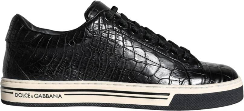 Dolce & Gabbana Zwarte Leren Heren Lage Top Sneakers Black Heren