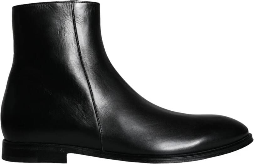 Dolce & Gabbana Zwarte Leren Herenlaarzen Schoenen Black Heren