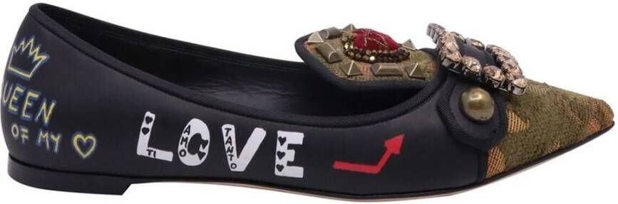 Dolce & Gabbana Zwarte leren kalfsleren pumps met logoprint Black Dames