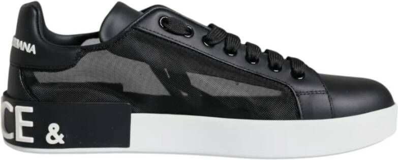 Dolce & Gabbana Zwarte leren lage sneakers Black Dames