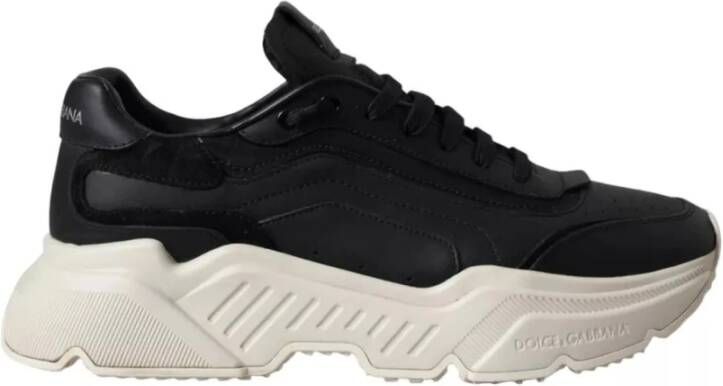 Dolce & Gabbana Zwarte Leren Lage Sneakers Black Heren