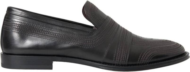 Dolce & Gabbana Zwarte Leren Loafer Jurkschoenen Black Heren