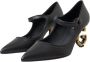 Dolce & Gabbana Zwarte leren logo hakken Mary Janes pompen schoenen Black Dames - Thumbnail 1