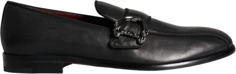 Dolce & Gabbana Zwarte leren logo loafers heren jurkschoenen Black Heren