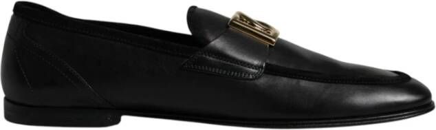 Dolce & Gabbana Zwarte Leren Logo Loafers Schoenen Black Heren