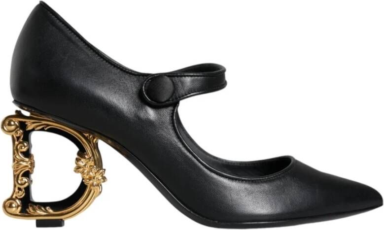 Dolce & Gabbana Zwarte Leren Logo Mary Jane Pumps Black Dames