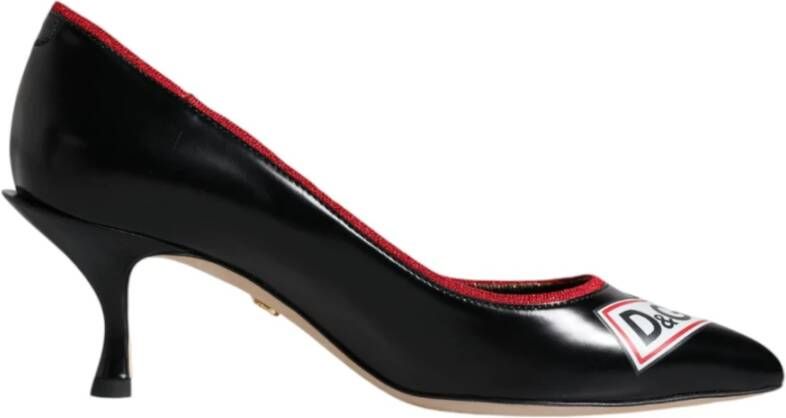 Dolce & Gabbana Zwarte leren logo print hakken pumps Black Dames