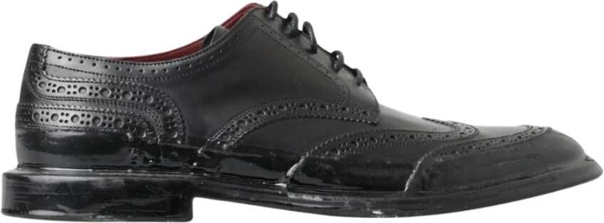 Dolce & Gabbana Zwarte Leren Oxford Wingtip Formele Derby Schoenen Black Heren