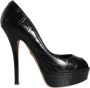 Dolce & Gabbana Zwarte Leren Plateauhakken Pumps met Logodetails Black Dames - Thumbnail 1