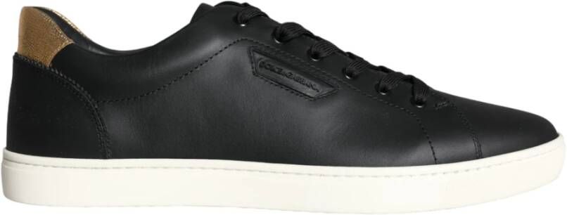 Dolce & Gabbana Zwarte leren Portofino lage sneakers Black Heren