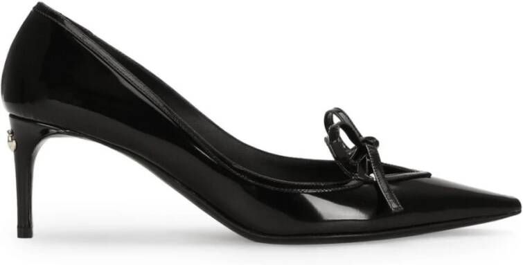 Dolce & Gabbana Zwarte leren pumps met gouden logo Black Dames