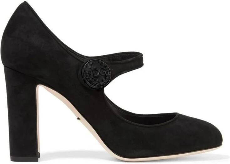 Dolce & Gabbana Zwarte Leren Pumps met Logoknop Black Dames