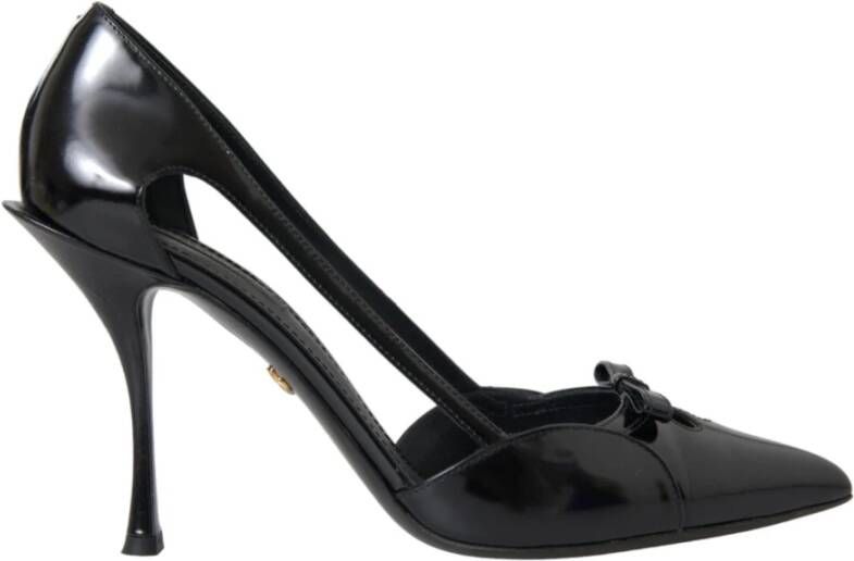 Dolce & Gabbana Zwarte Leren Puntige Hakken Pumps Black Dames