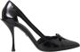 Dolce & Gabbana Zwarte Leren Puntige Hakken Pumps Black Dames - Thumbnail 1