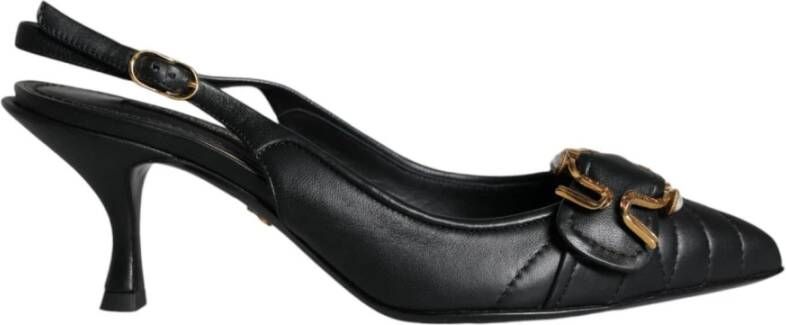 Dolce & Gabbana Zwarte leren Slingback hakken met gesp Black Dames