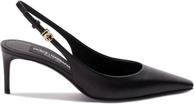 Dolce & Gabbana Zwarte Leren Slingback Pumps Black Dames