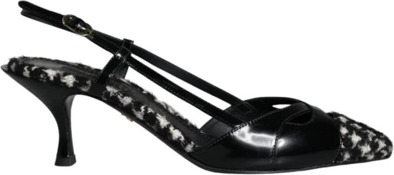 Dolce & Gabbana Zwarte leren slingback sandalen met gesp Black Dames