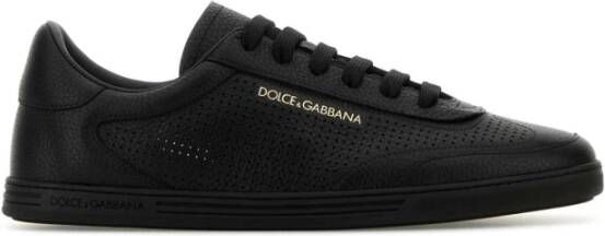 Dolce & Gabbana Zwarte leren sneakers Saint Tropez stijl Black Heren