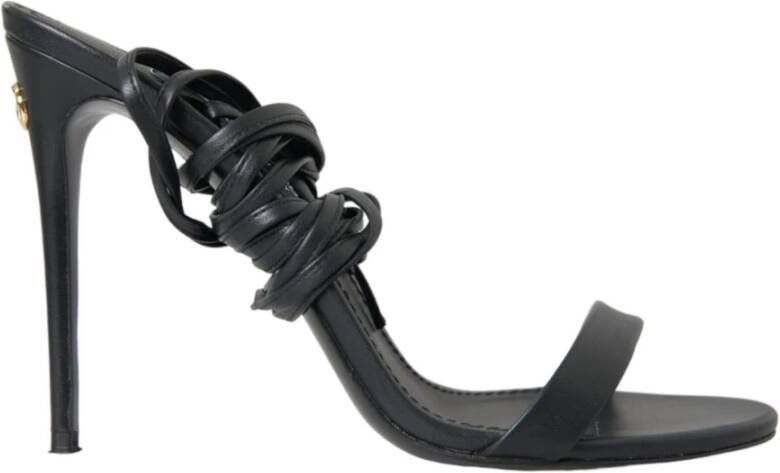 Dolce & Gabbana Zwarte leren stiletto sandalen Black Dames