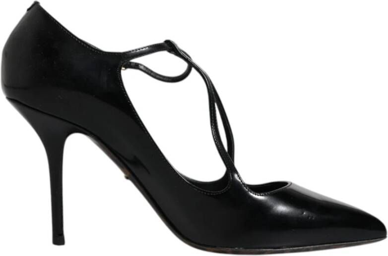 Dolce & Gabbana Zwarte leren stilettohakken met gespsluiting Black Dames