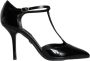 Dolce & Gabbana Zwarte leren T-strap stiletto hakken Black Dames - Thumbnail 1