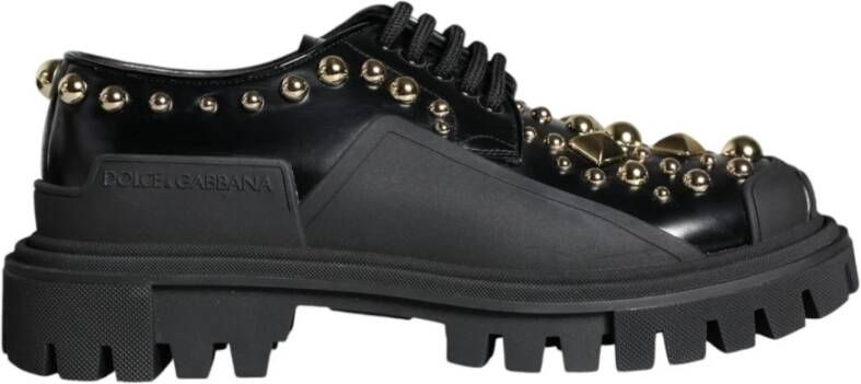 Dolce & Gabbana Zwarte Leren Trekking Derby Schoenen Black Dames