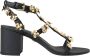 Dolce & Gabbana Zwarte Leren Versierde Hak Sandalen Black Dames - Thumbnail 1