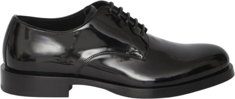 Dolce & Gabbana Zwarte Leren Veterschoenen Black Heren