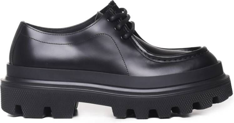 Dolce & Gabbana Zwarte Leren Derby Schoenen voor Heren Black Heren