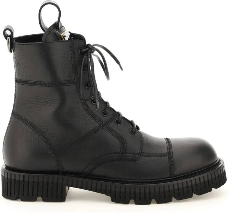 Dolce & Gabbana Zwarte Leren Veterschoenen Black Heren